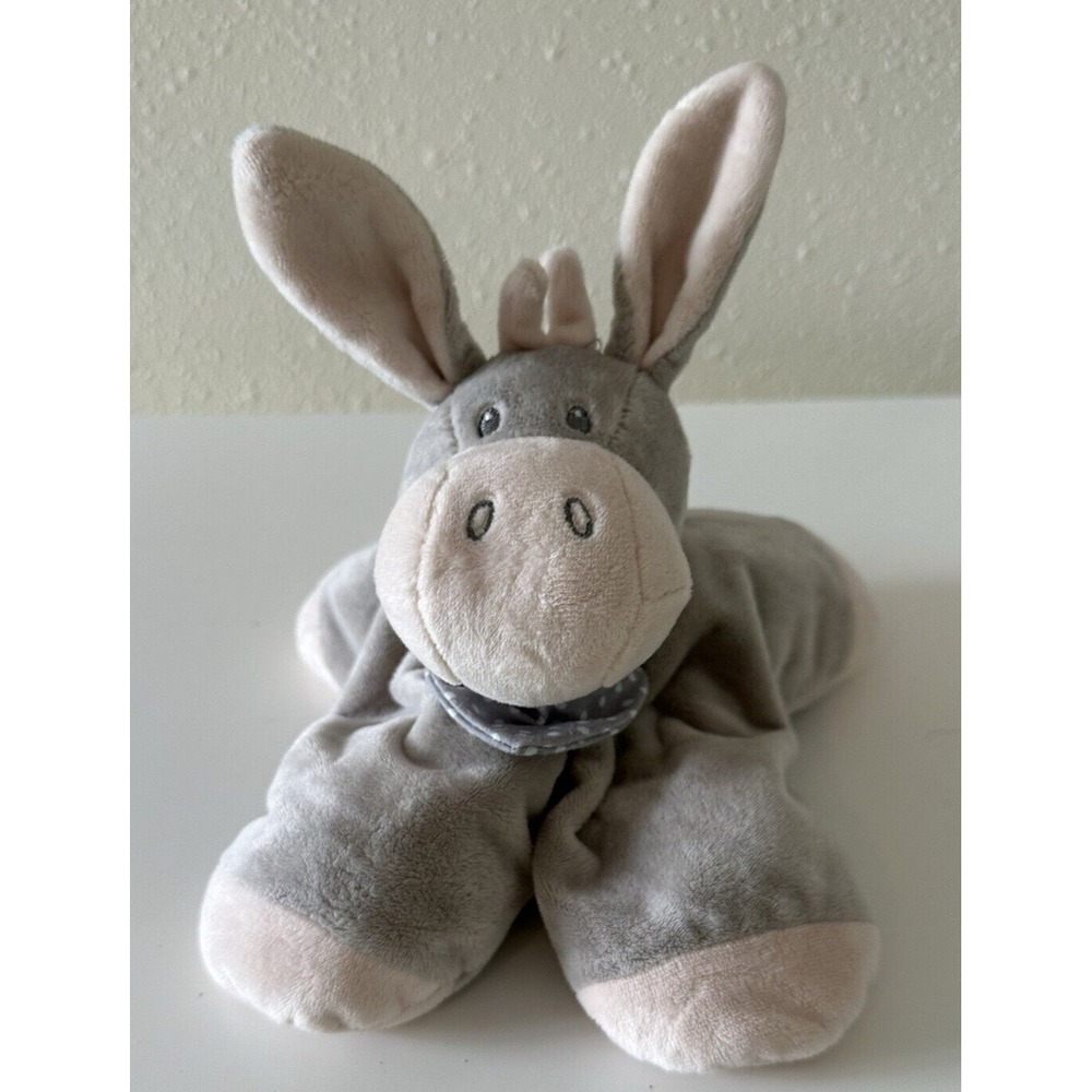 Nattou Donkey Plush Beanbag Floppy Gray Scarf Horse Infant Toy Stuffed Animal